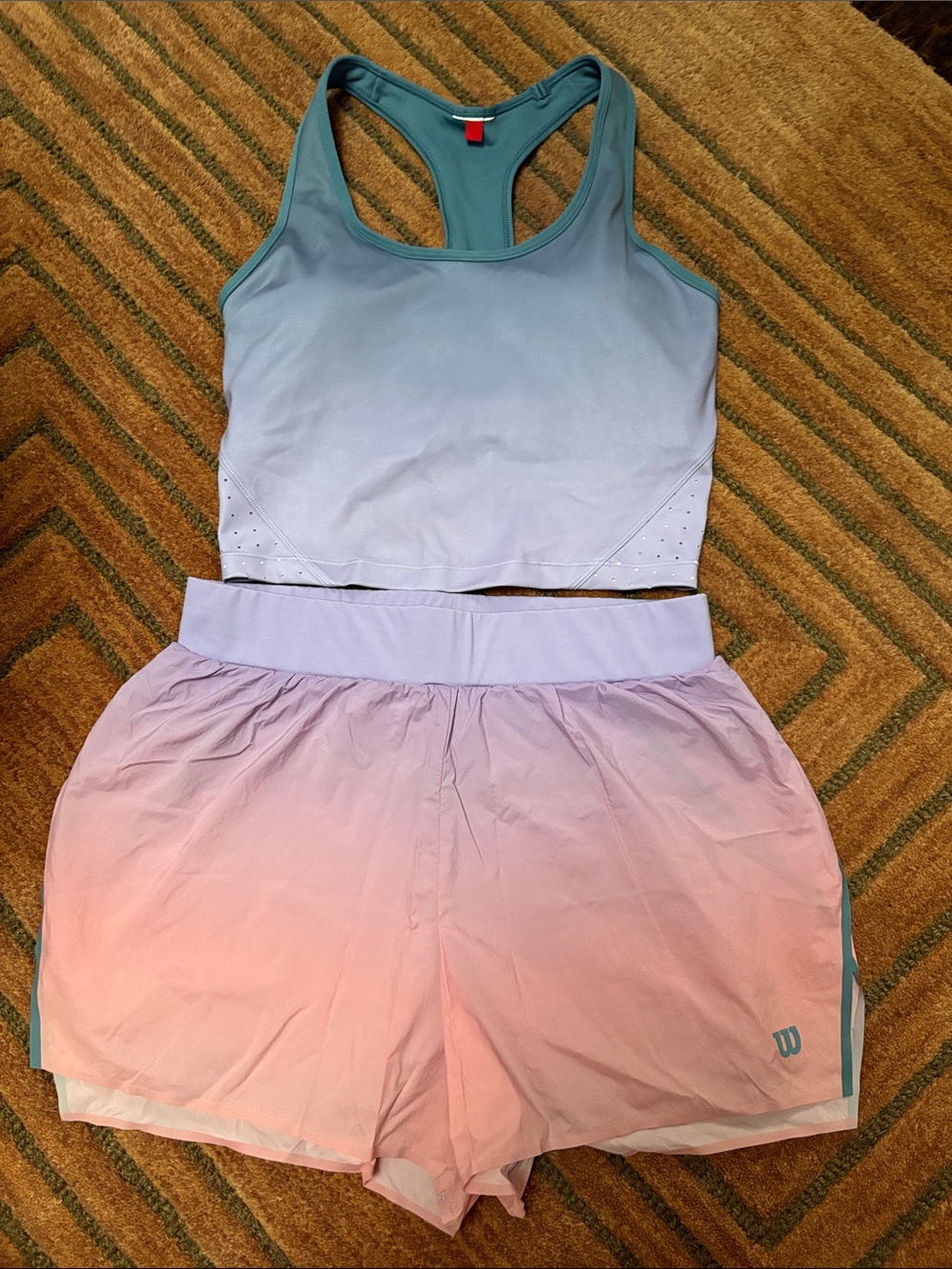 Wilson Women's Sunset Ombre Racerback Crop Top Brami & Shorts Set - Size S